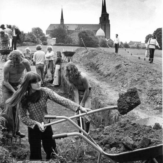 Udgravning, Provstevænget,1978. Foto: Mik Eskestad